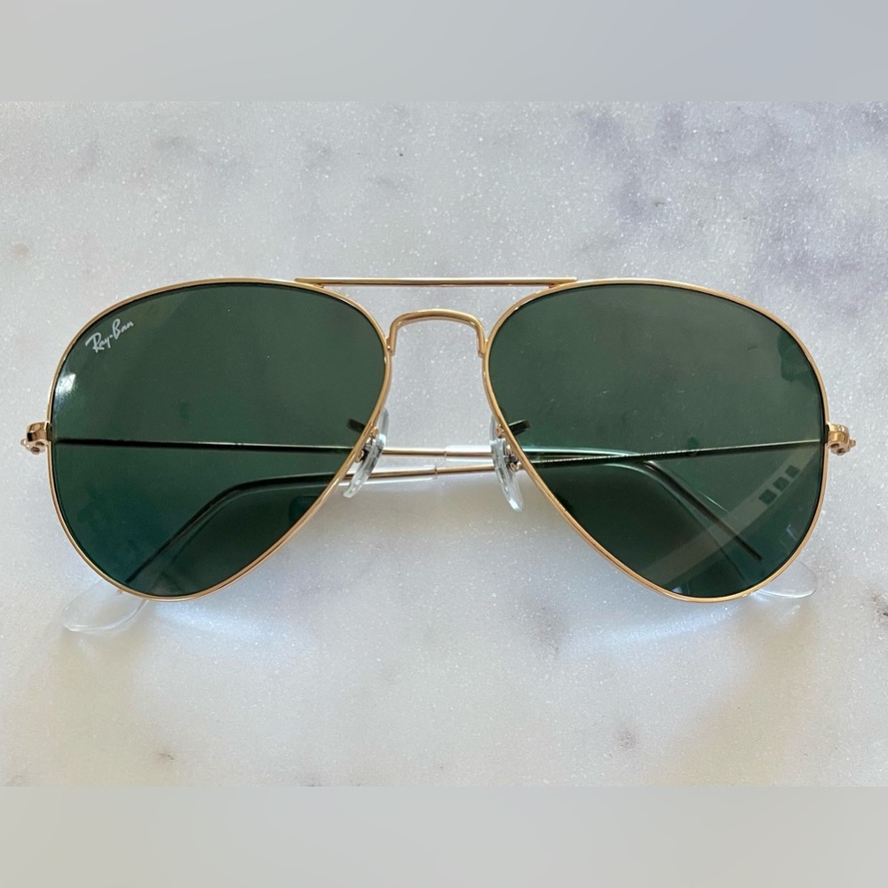Rayban Aviator Junior Sunglasses 3025 Gold Metal and green lenses